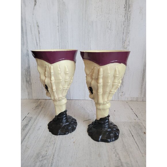 Vintage goblet skeleton skull plastic cup skull Halloween set party - Picture 5 of 10